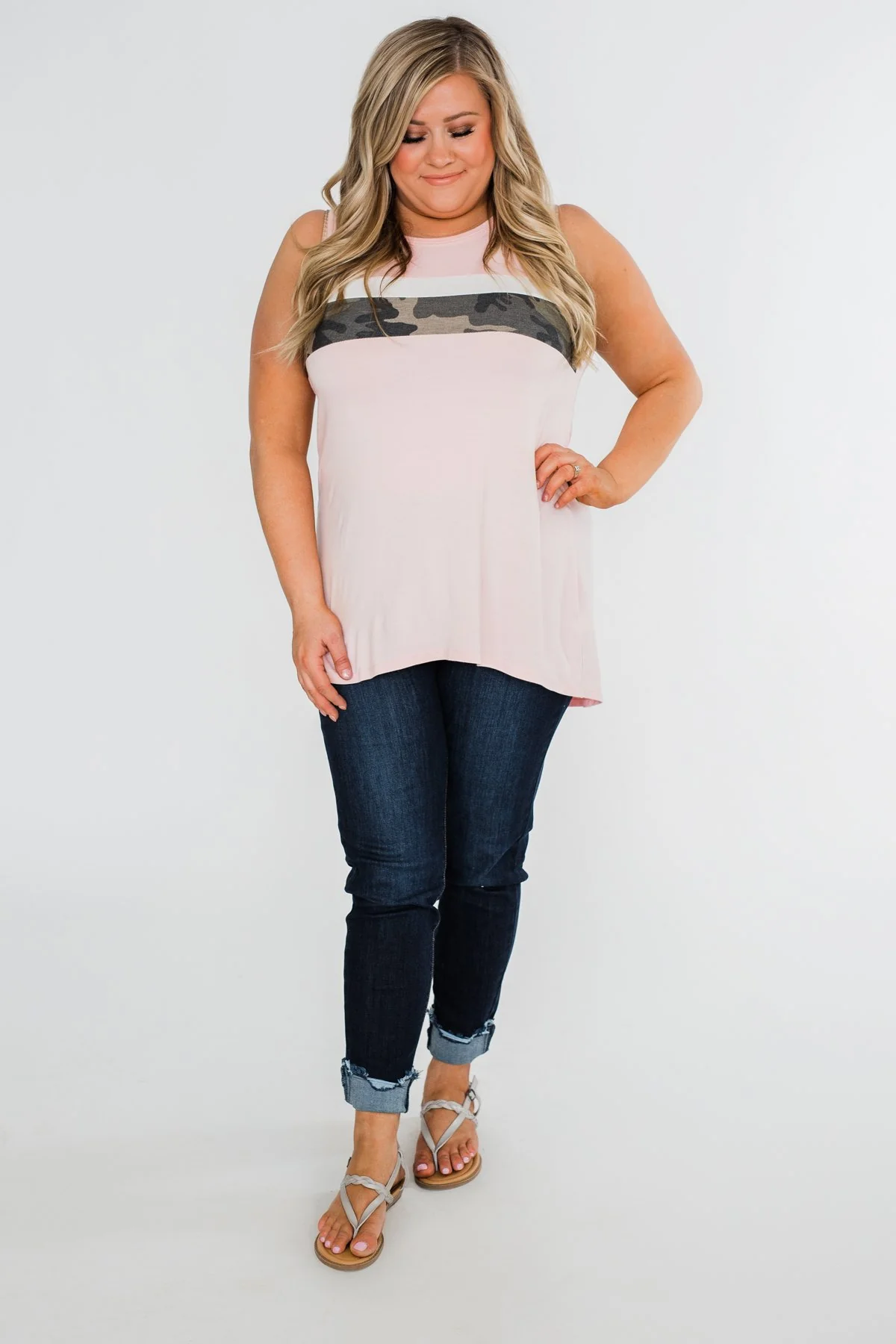 Just A Hint Of Camo Tank Top- Blush - Image 2