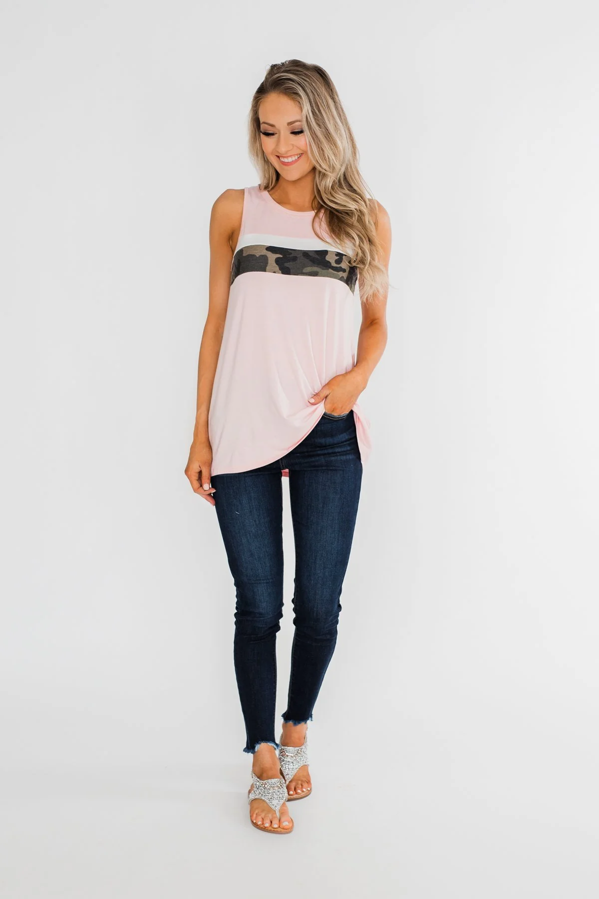 Just A Hint Of Camo Tank Top- Blush - Image 5