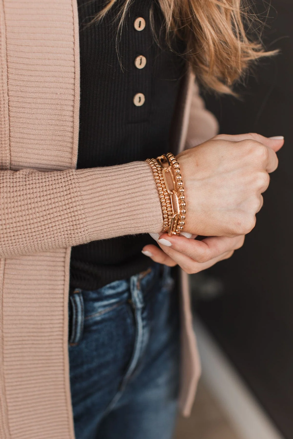 Just A Kiss Stackable Bracelet Set- Gold - Image 2