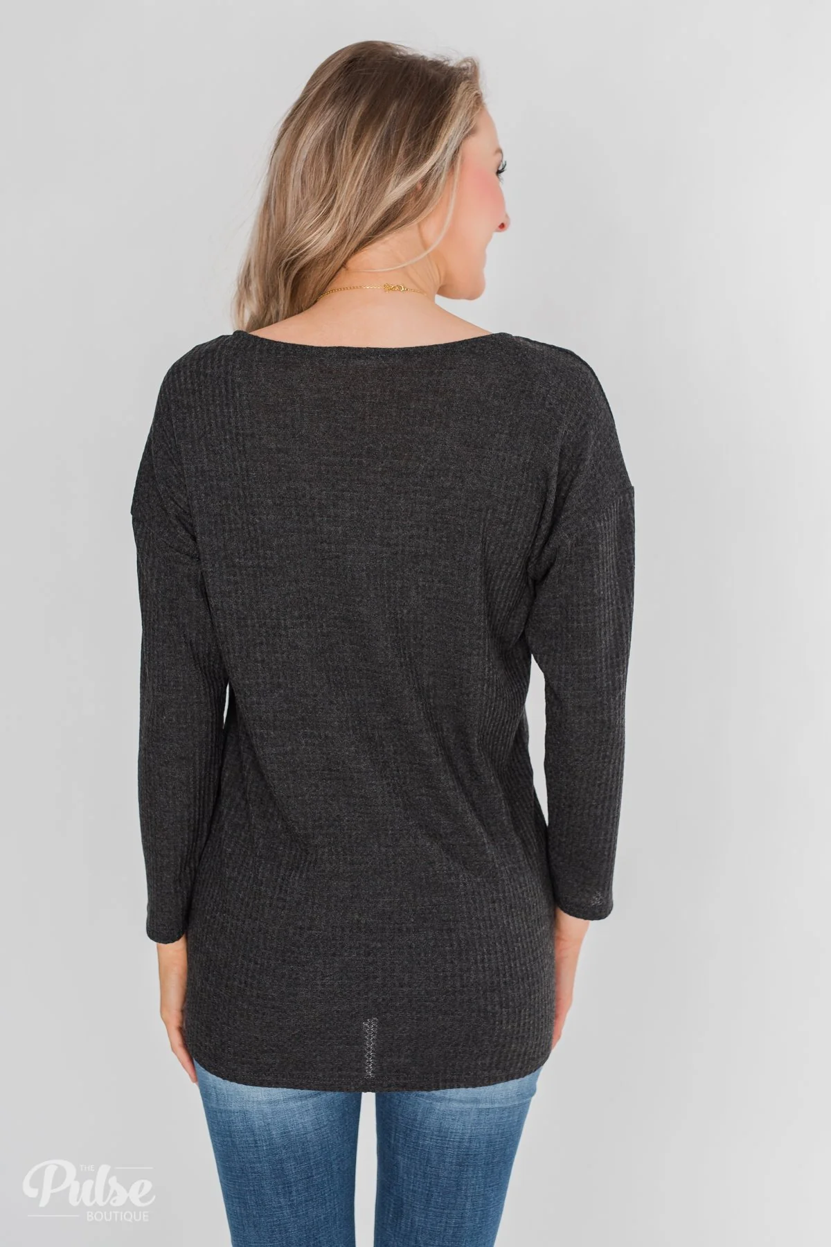 Just A Little More Leopard Thermal Knot Top- Charcoal - Image 7