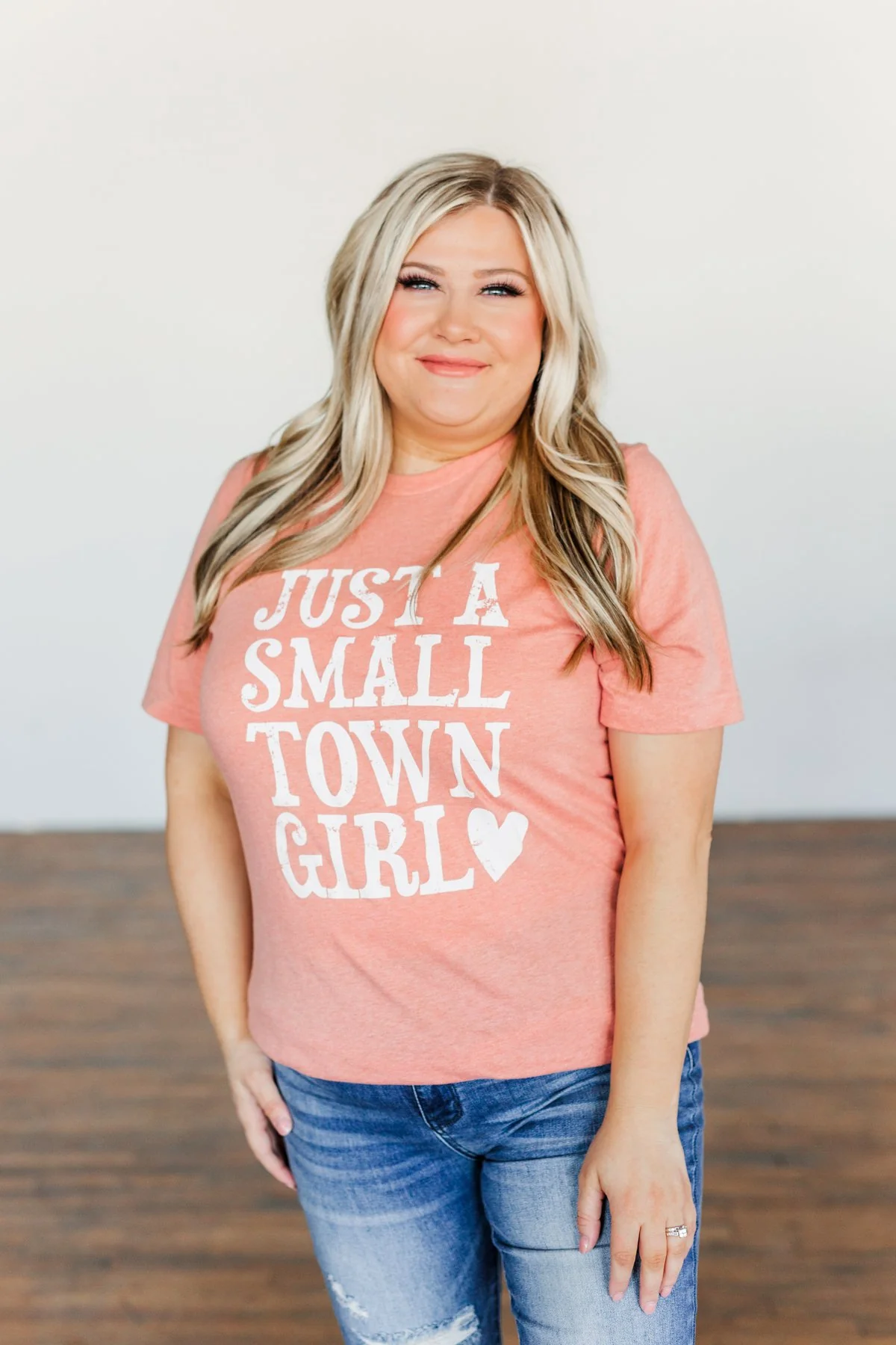 "Just A Small Town Girl" Graphic Tee- Dusty Peach - Image 5