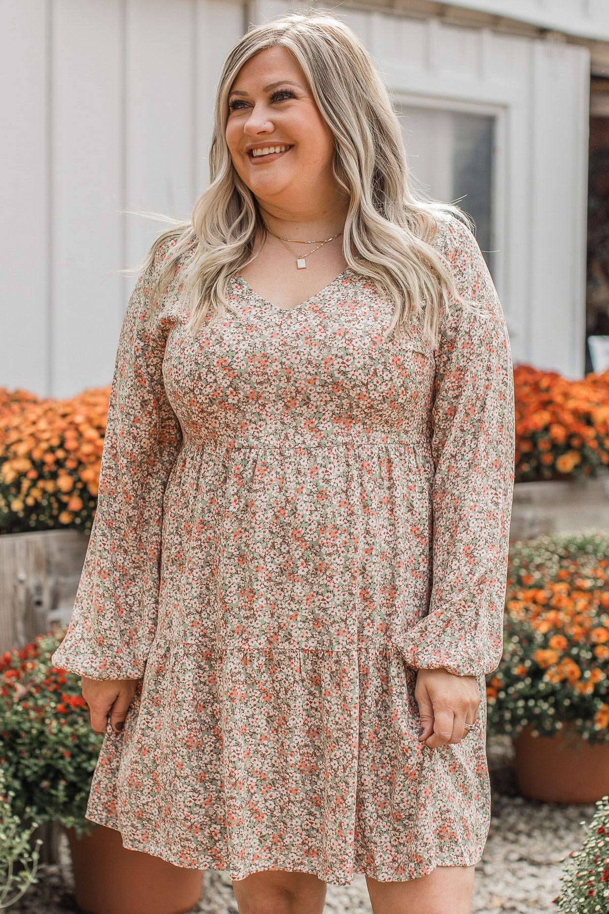 Just A Thought Floral Dress- Sage