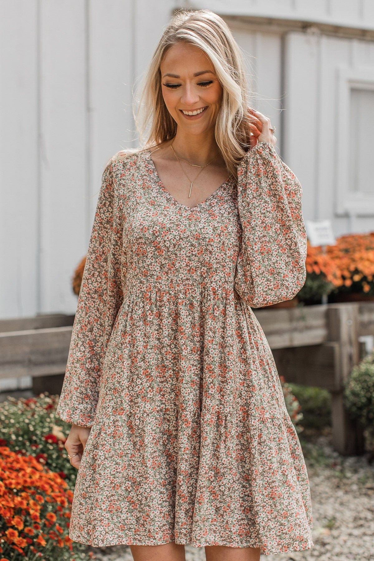 Just A Thought Floral Dress- Sage - Image 2
