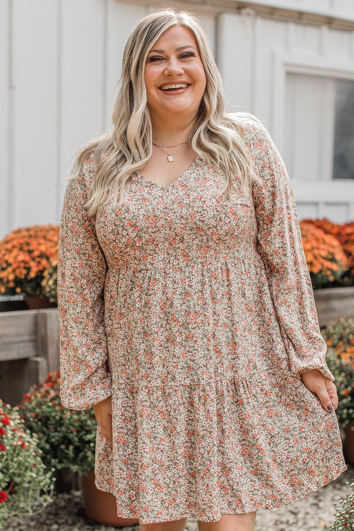 Just A Thought Floral Dress- Sage - Image 3