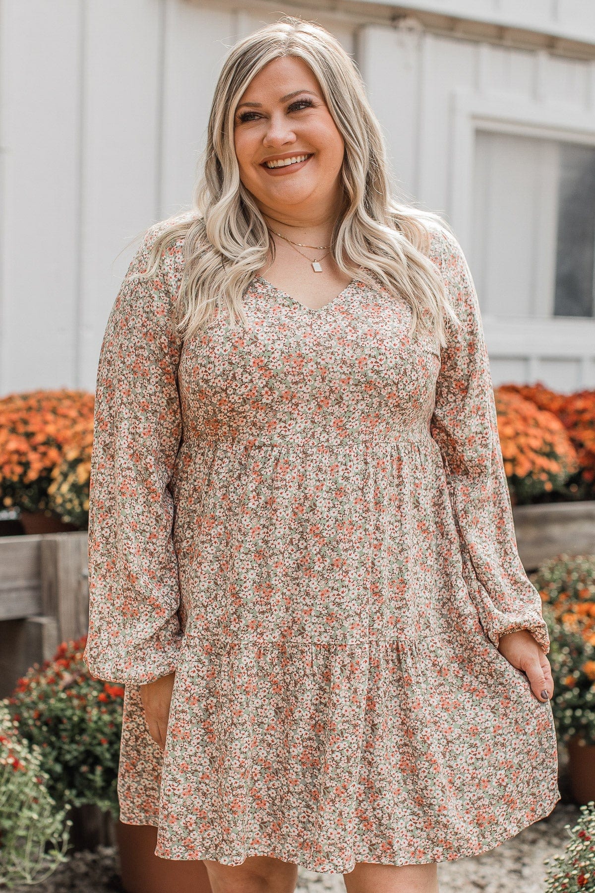 Just A Thought Floral Dress- Sage - Image 5