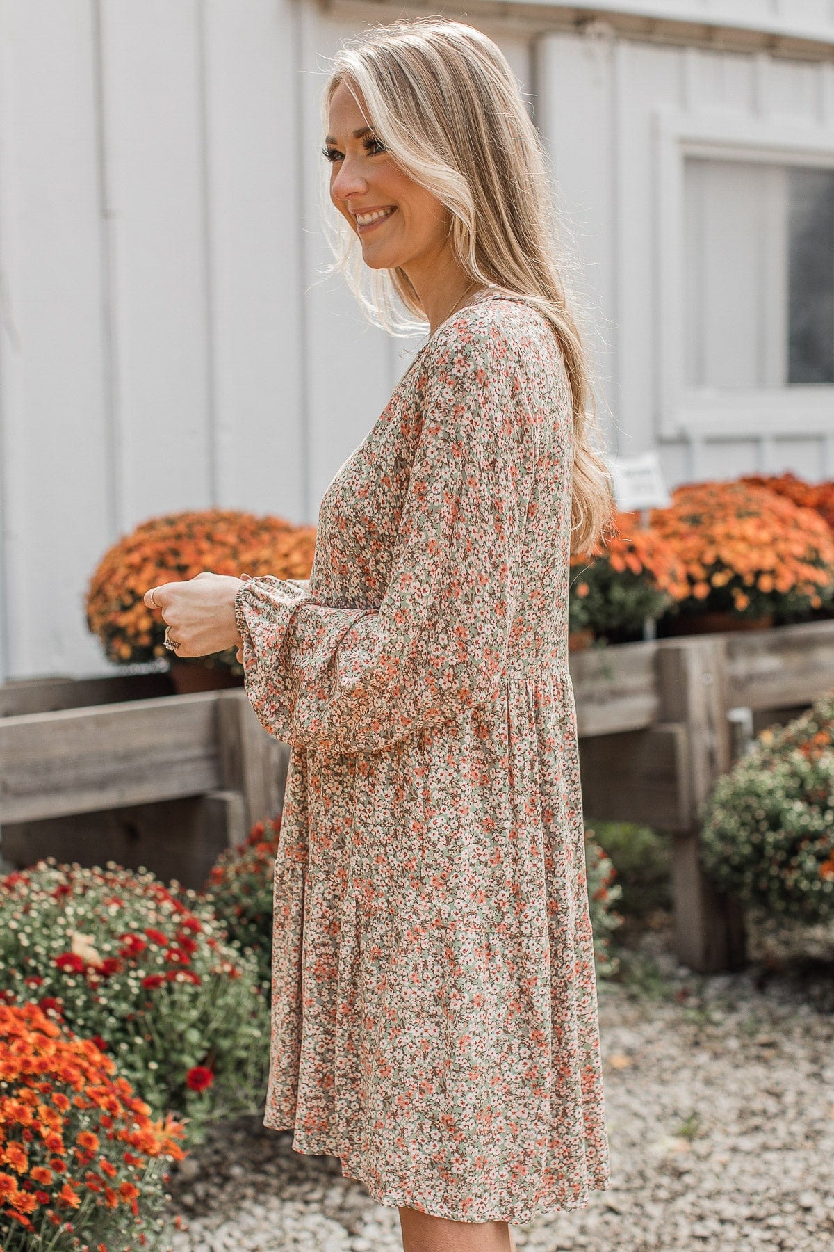 Just A Thought Floral Dress- Sage - Image 6