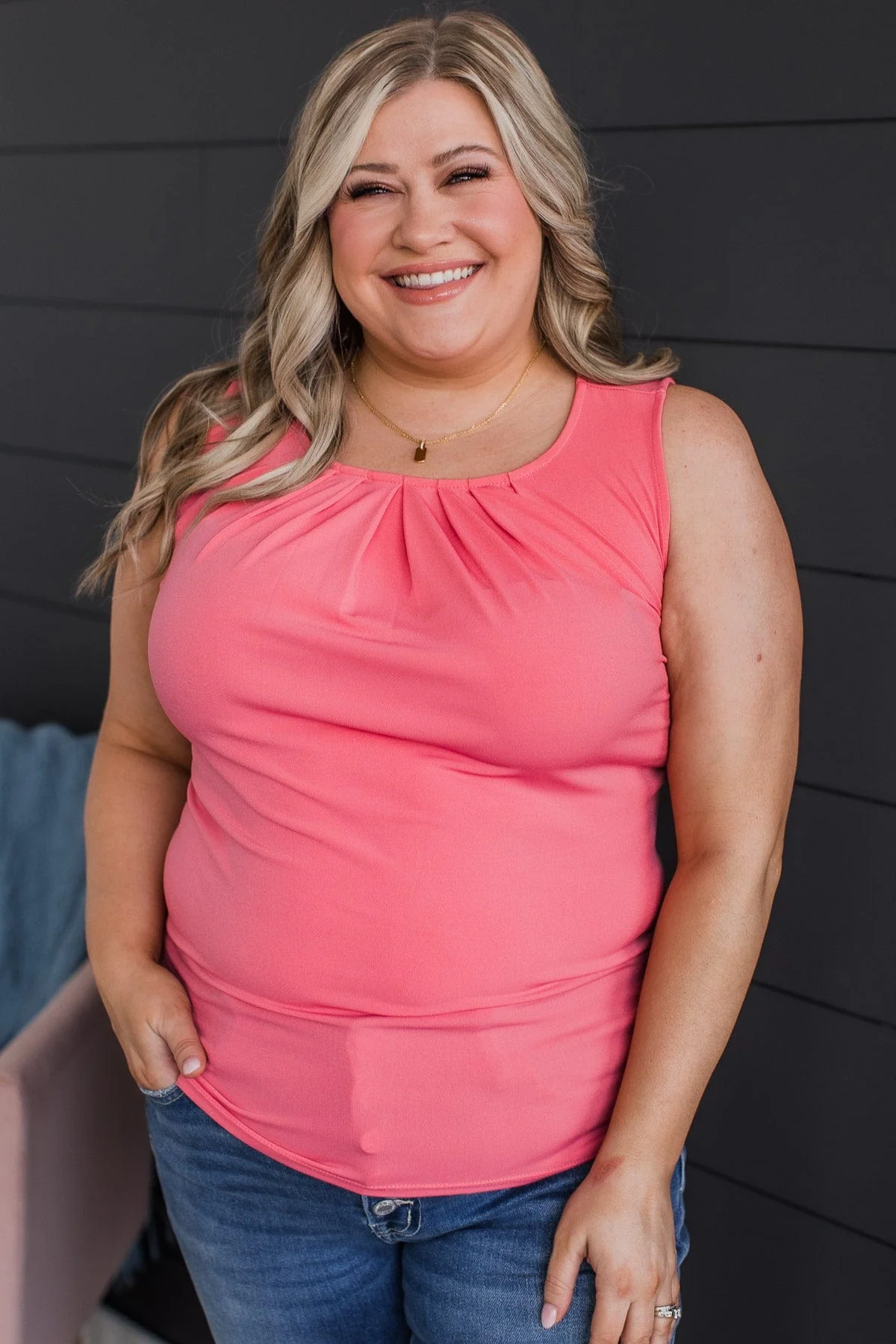 Just Be Yourself Sleeveless Top- Rose Pink - Image 2