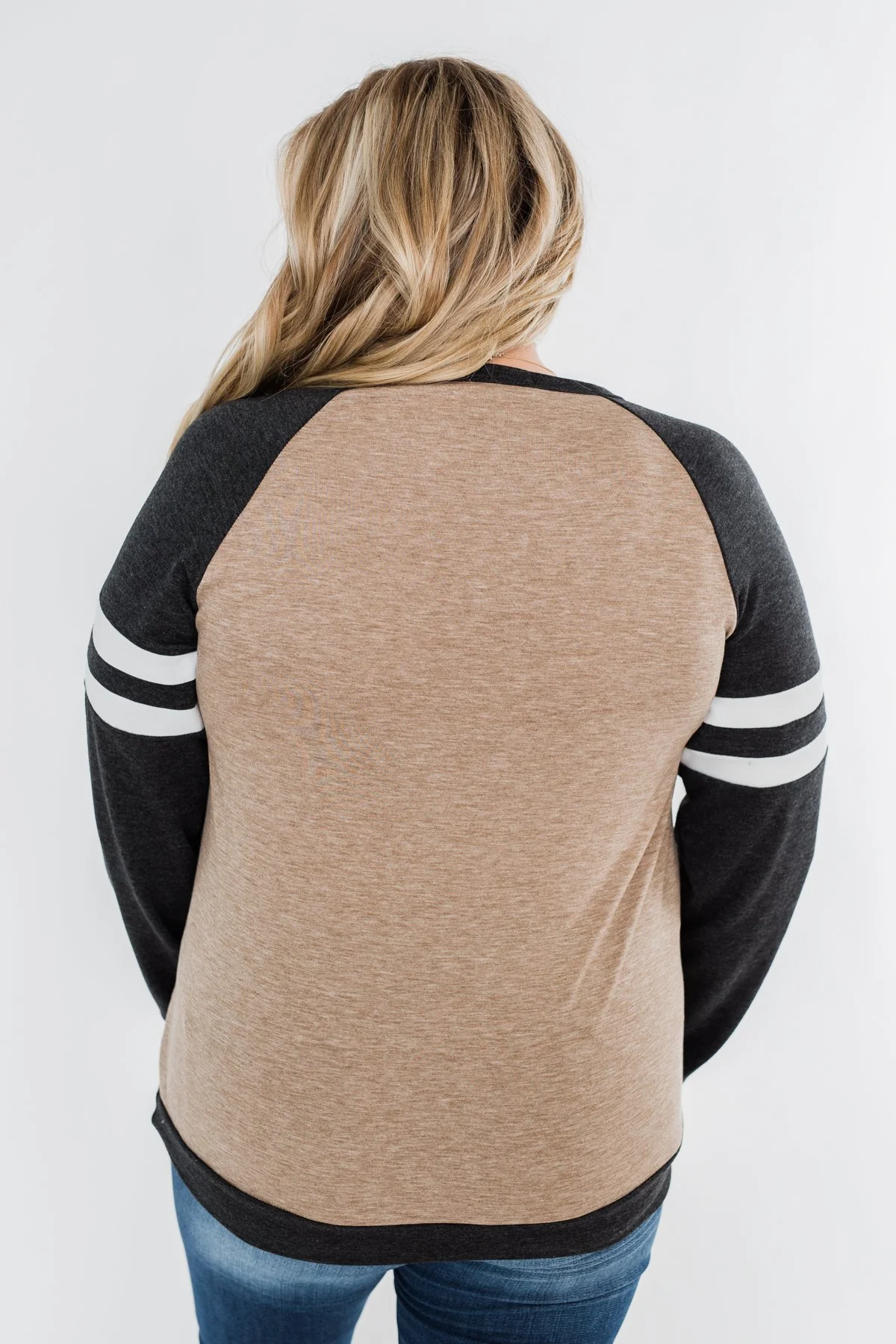 Just Being Me Raglan Top- Charcoal & Mocha - Image 11