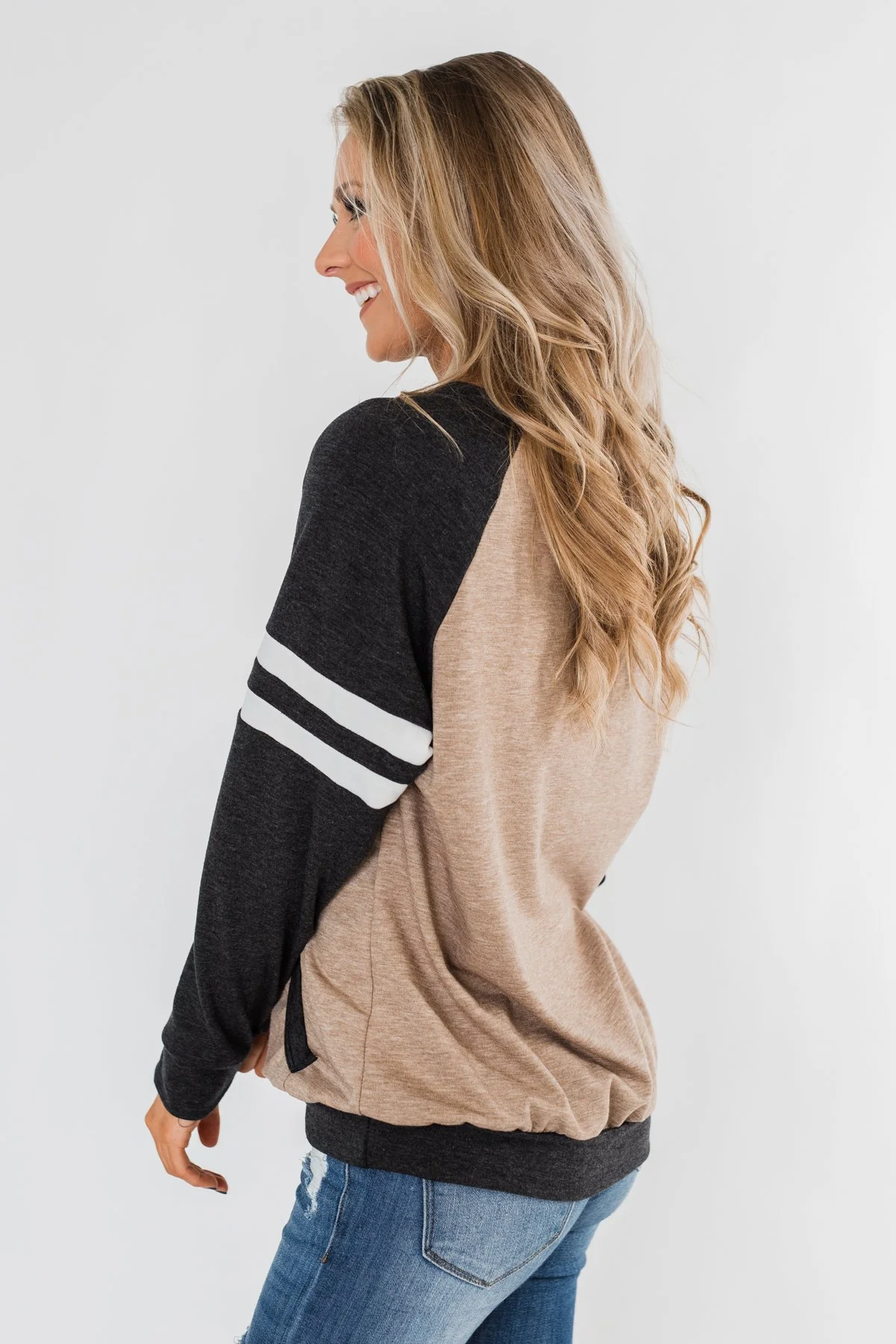 Just Being Me Raglan Top- Charcoal & Mocha - Image 8