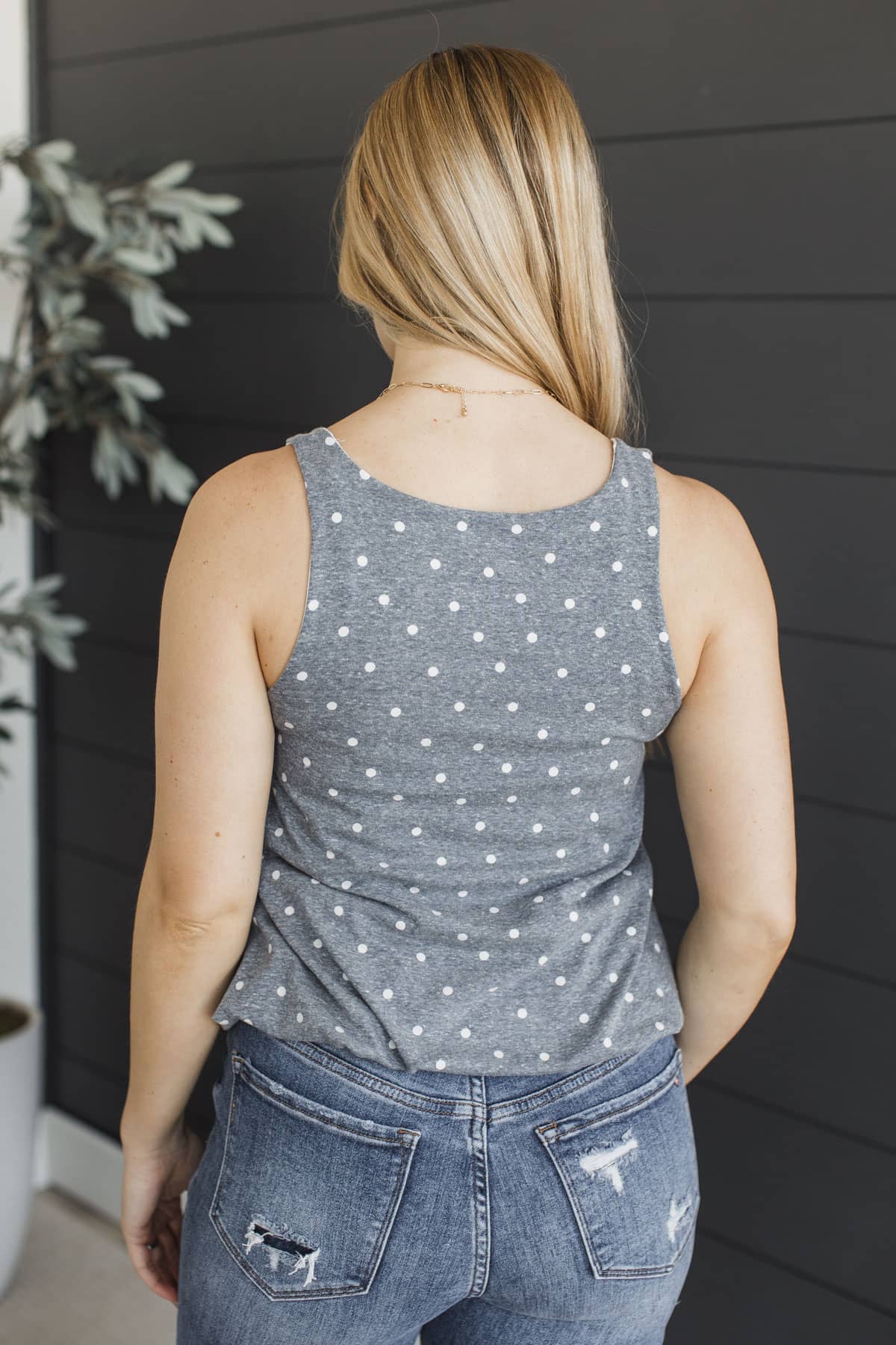 Just Breathe Bubble Hem Tank Top- Dusty Blue - Image 10