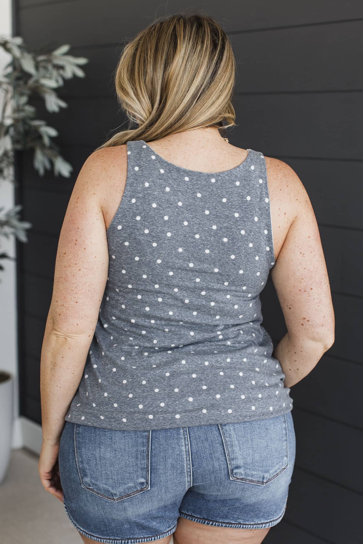 Just Breathe Bubble Hem Tank Top- Dusty Blue - Image 9