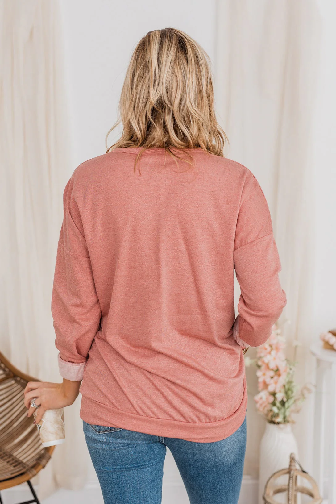 Just For Fun Criss Cross Long Sleeve Top- Mauve - Image 11