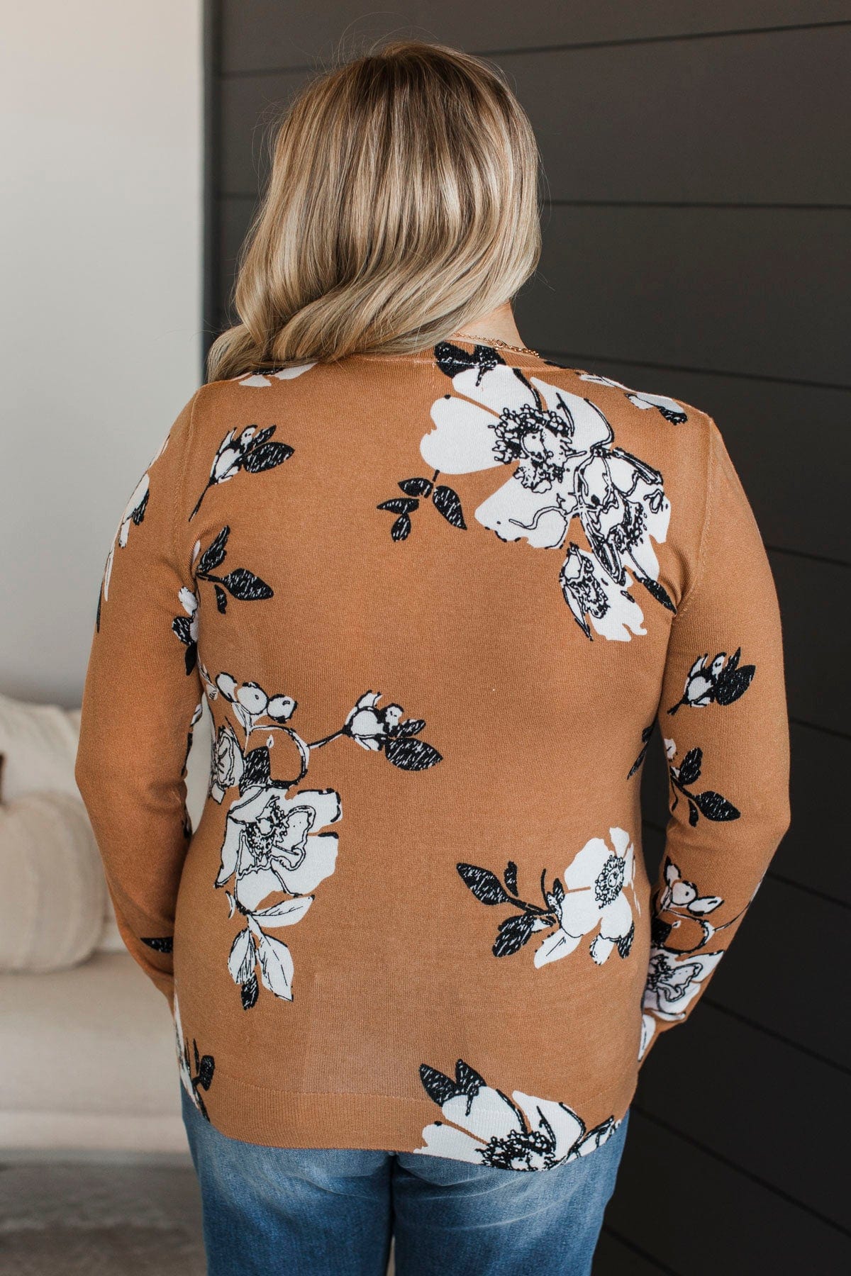 Just For Love Floral Sweater- Light Pumpkin - Image 8