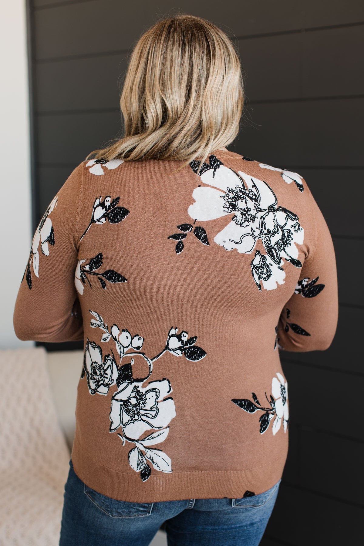 Just For Love Floral Sweater- Mocha - Image 8