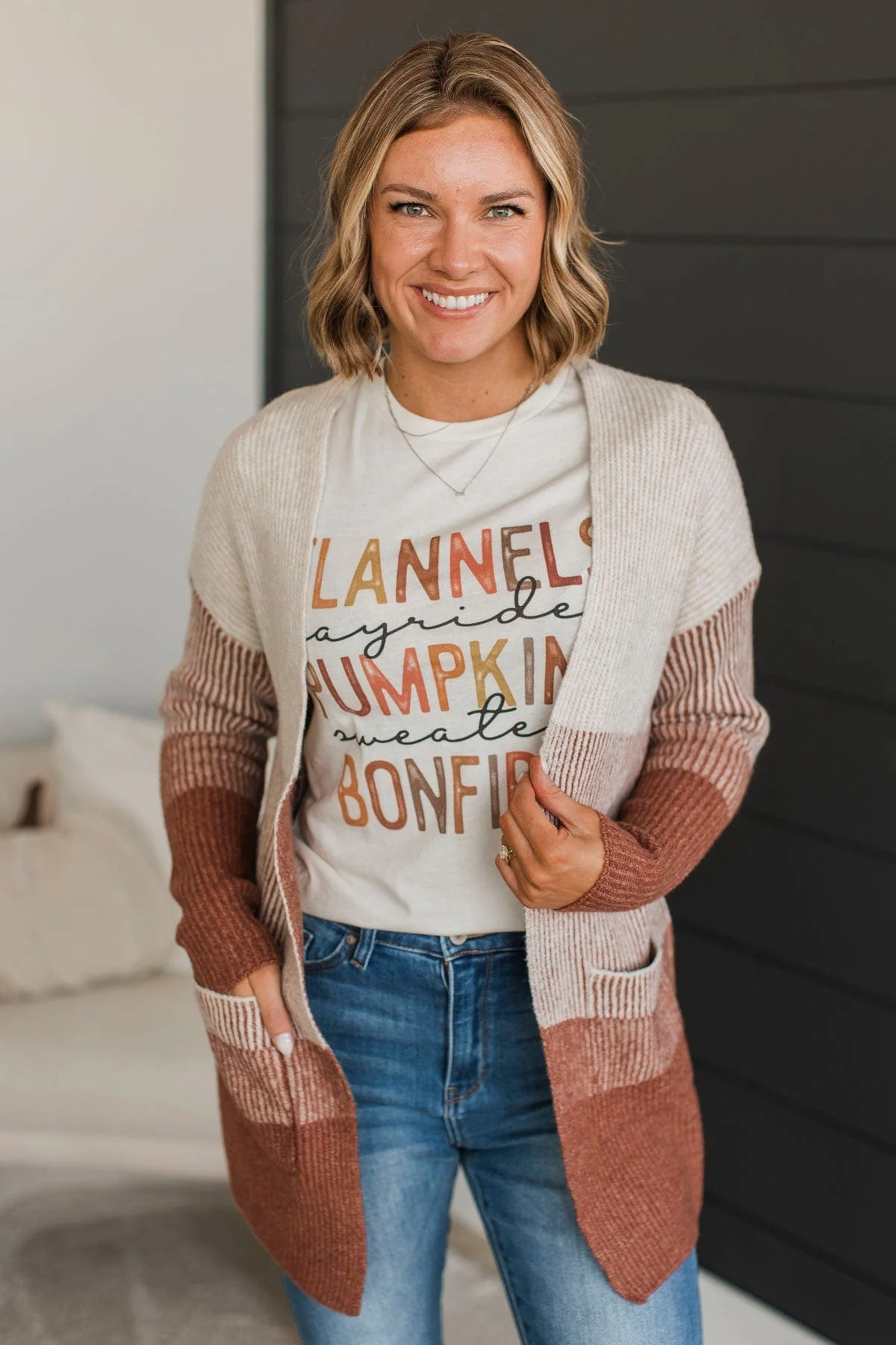 Just For Once Open Front Cardigan- Copper - Image 2