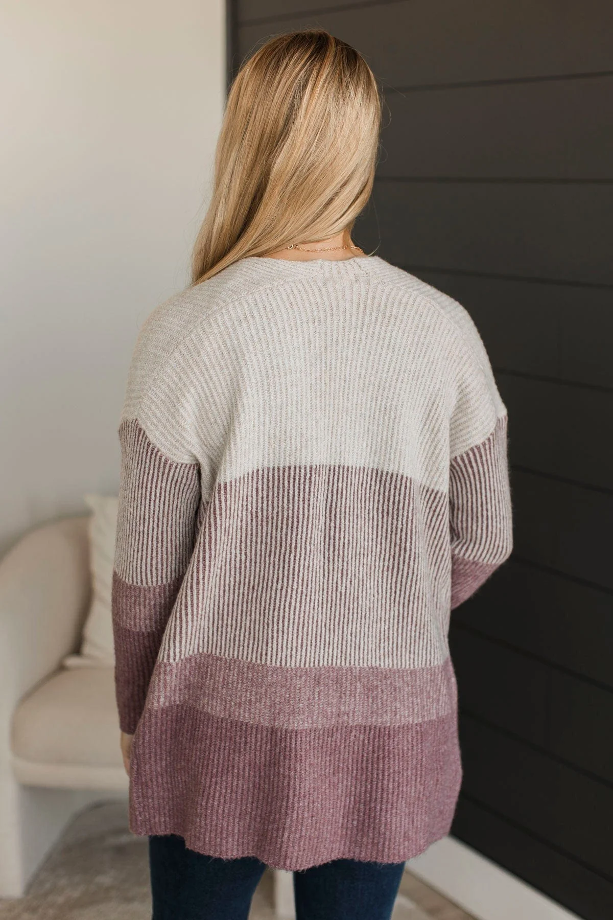 Just For Once Open Front Cardigan- Dark Mauve - Image 9