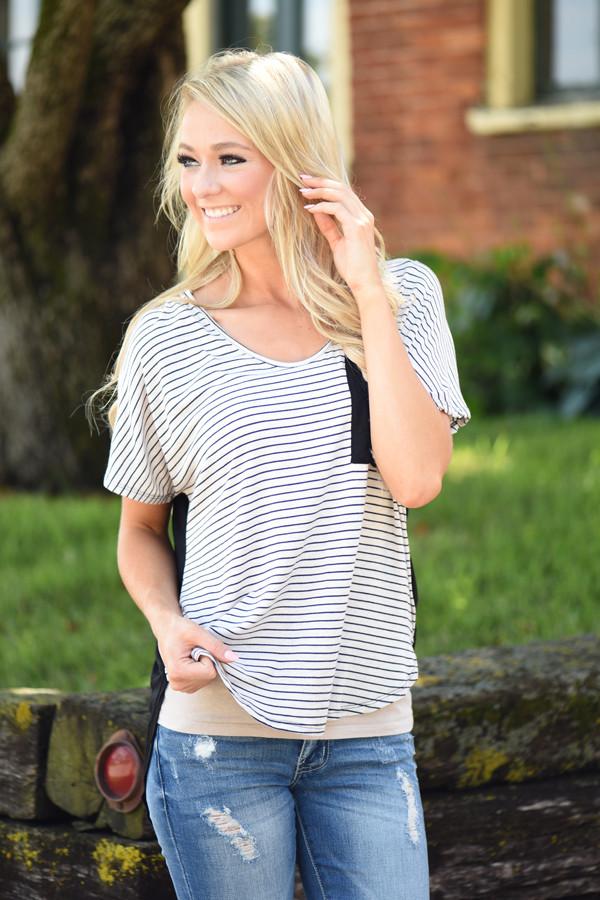 Just Friends Striped Pocket Top - Image 4