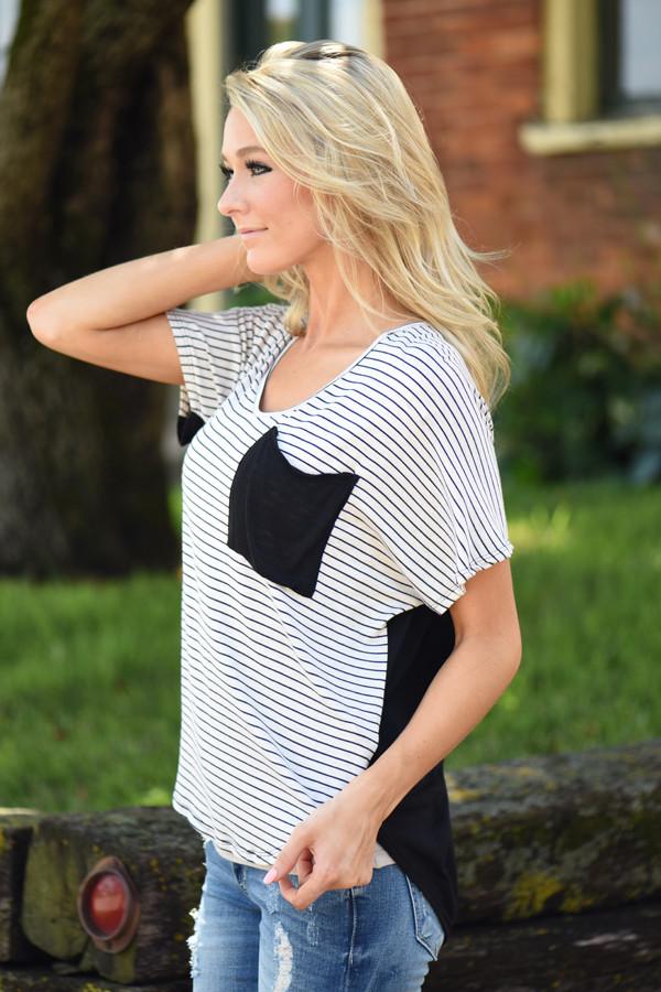 Just Friends Striped Pocket Top - Image 6