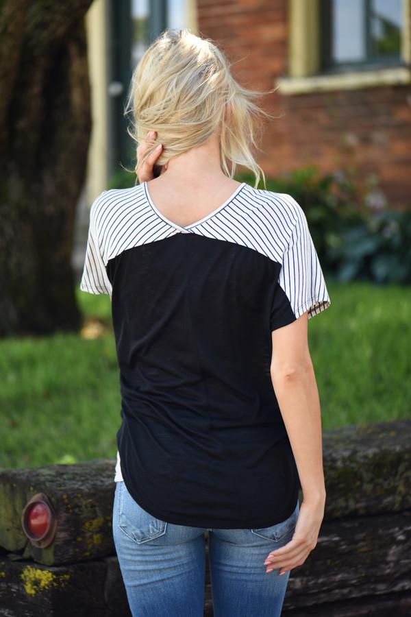 Just Friends Striped Pocket Top - Image 7