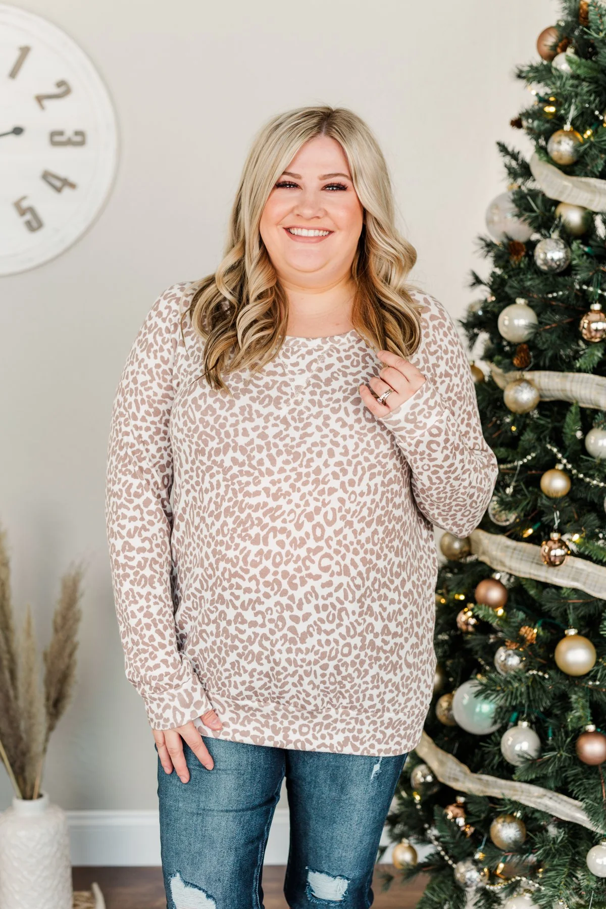 Just Go With It Long Sleeve Leopard Top- Mocha & Ivory - Image 5