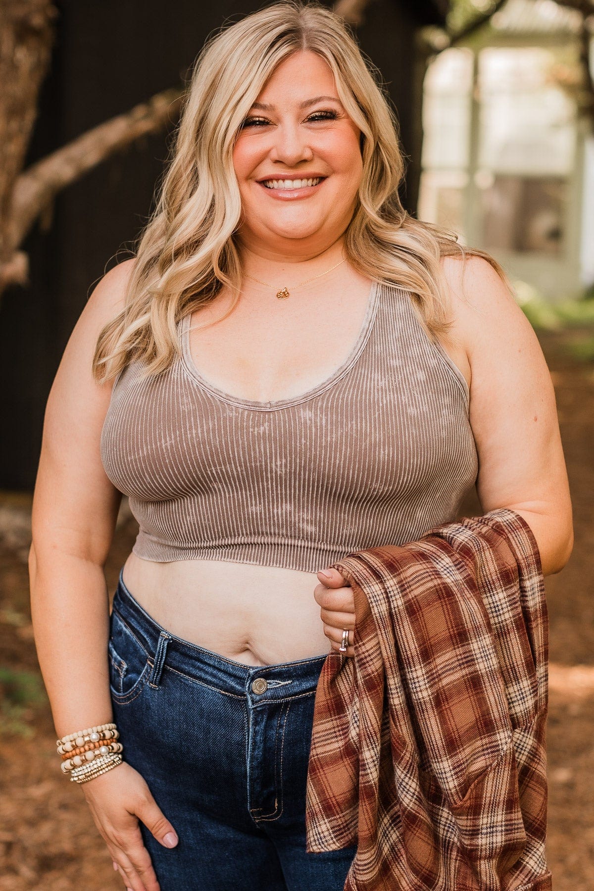 Just Perfect Cropped Tank Top- Mocha - Image 4