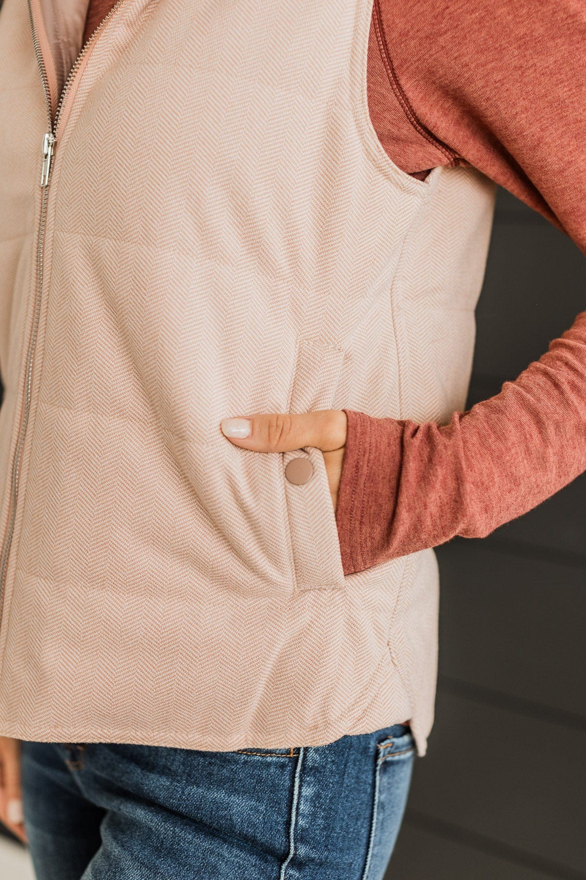 Just Perfect Puffer Vest- Dusty Blush - Image 3