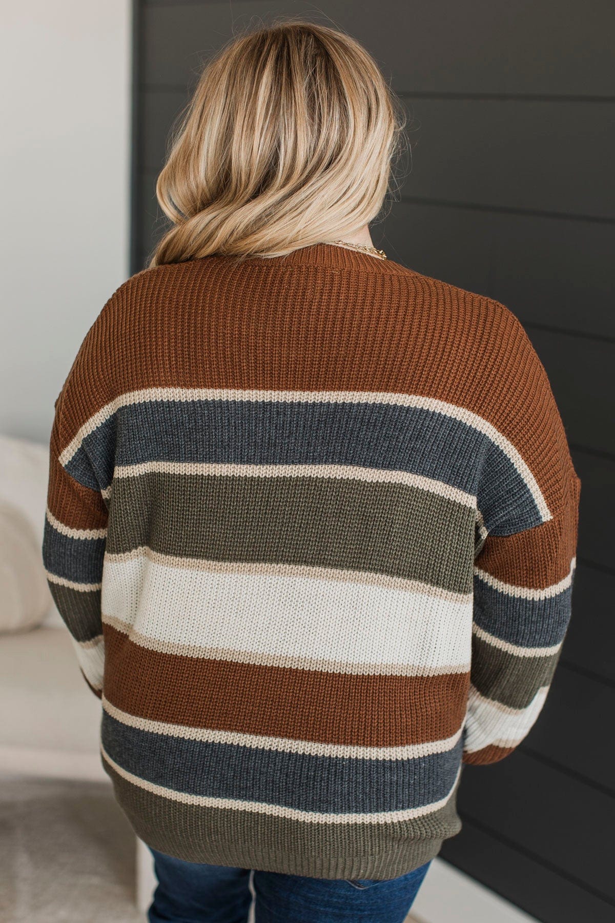 Just Say So Color Block Sweater- Mocha & Olive - Image 7