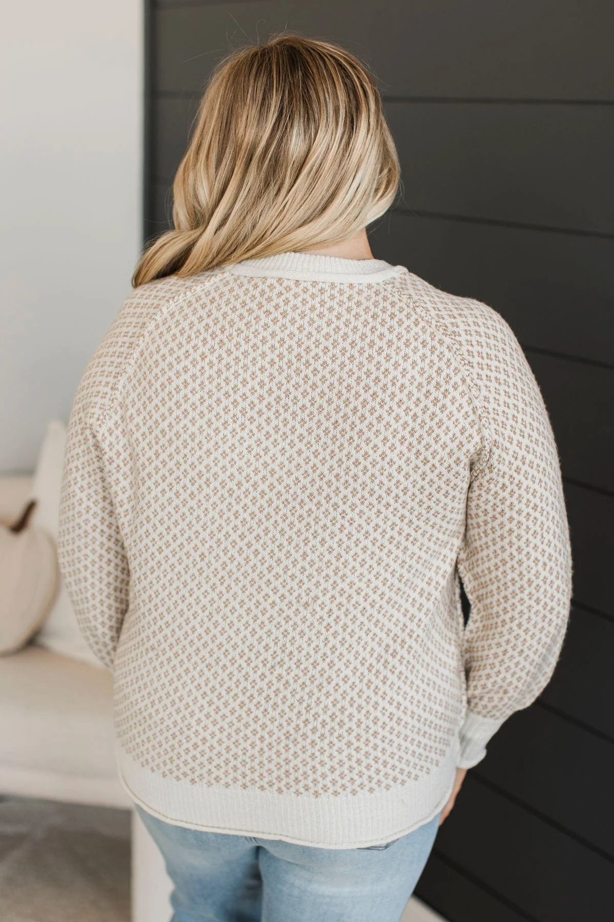 Just Stopping By Printed Knit Sweater- Cream & Beige - Image 7