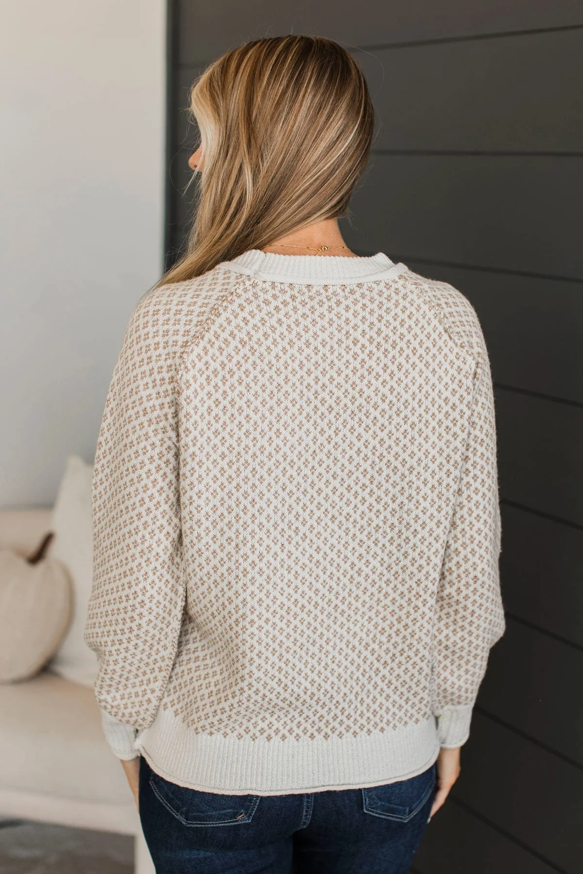 Just Stopping By Printed Knit Sweater- Cream & Beige - Image 8