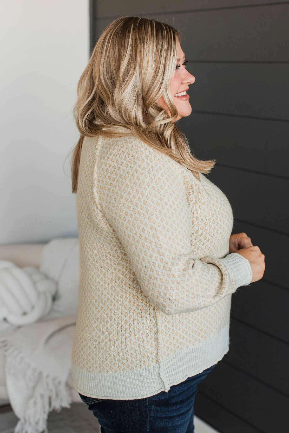 Just Stopping By Printed Knit Sweater- Mustard - Image 6