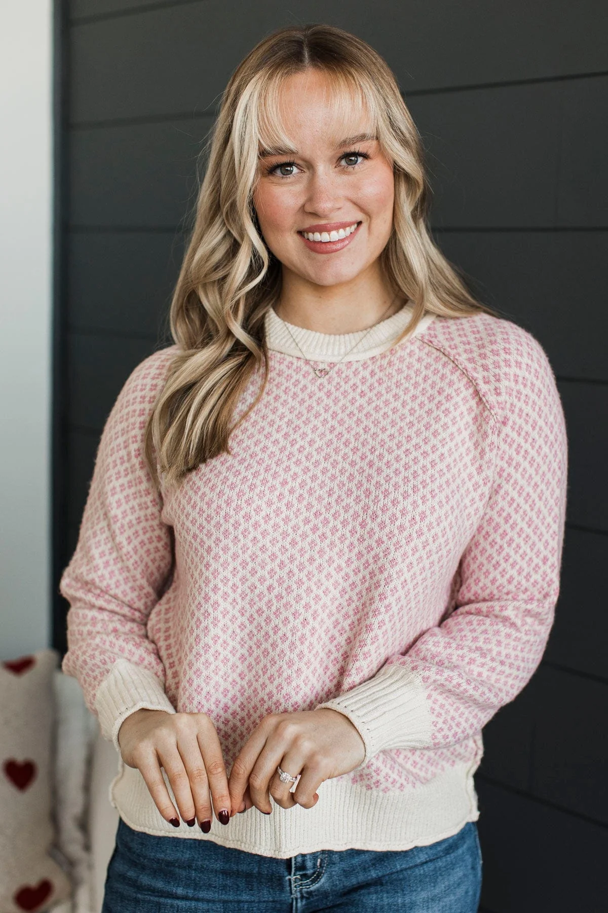 Just Stopping By Printed Knit Sweater- Pink - Image 5