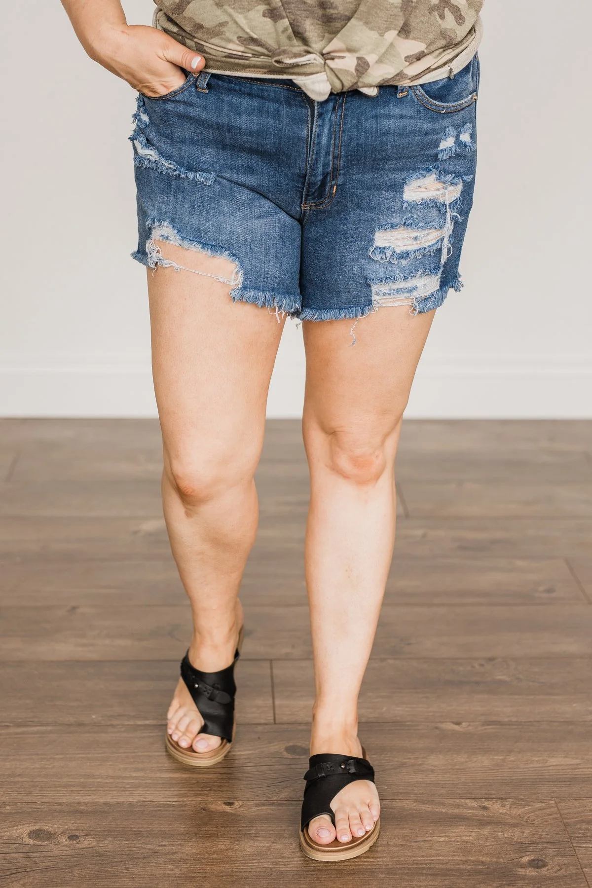 Just USA Distressed Shorts- Marley Wash - Image 3