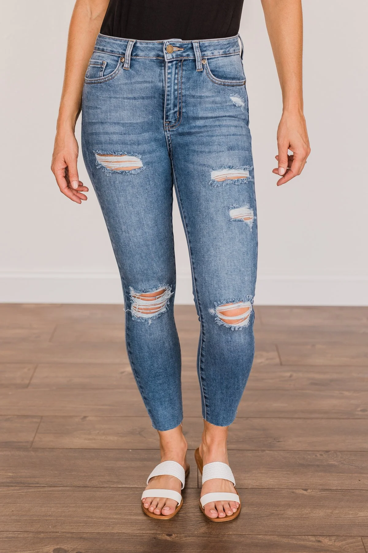 Just USA Distressed Skinny Jeans- Sienna Wash - Image 6