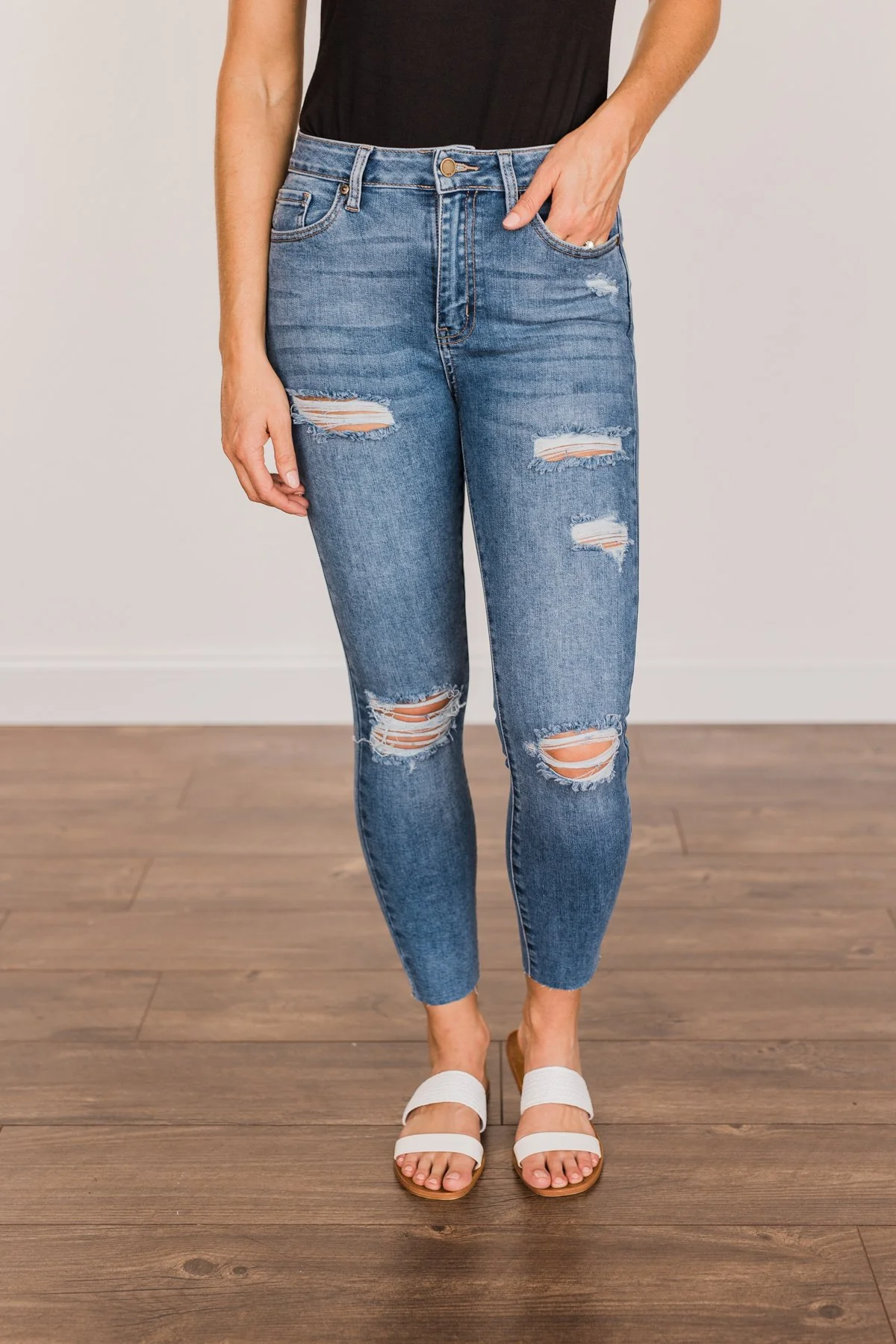 Just USA Distressed Skinny Jeans- Sienna Wash - Image 8