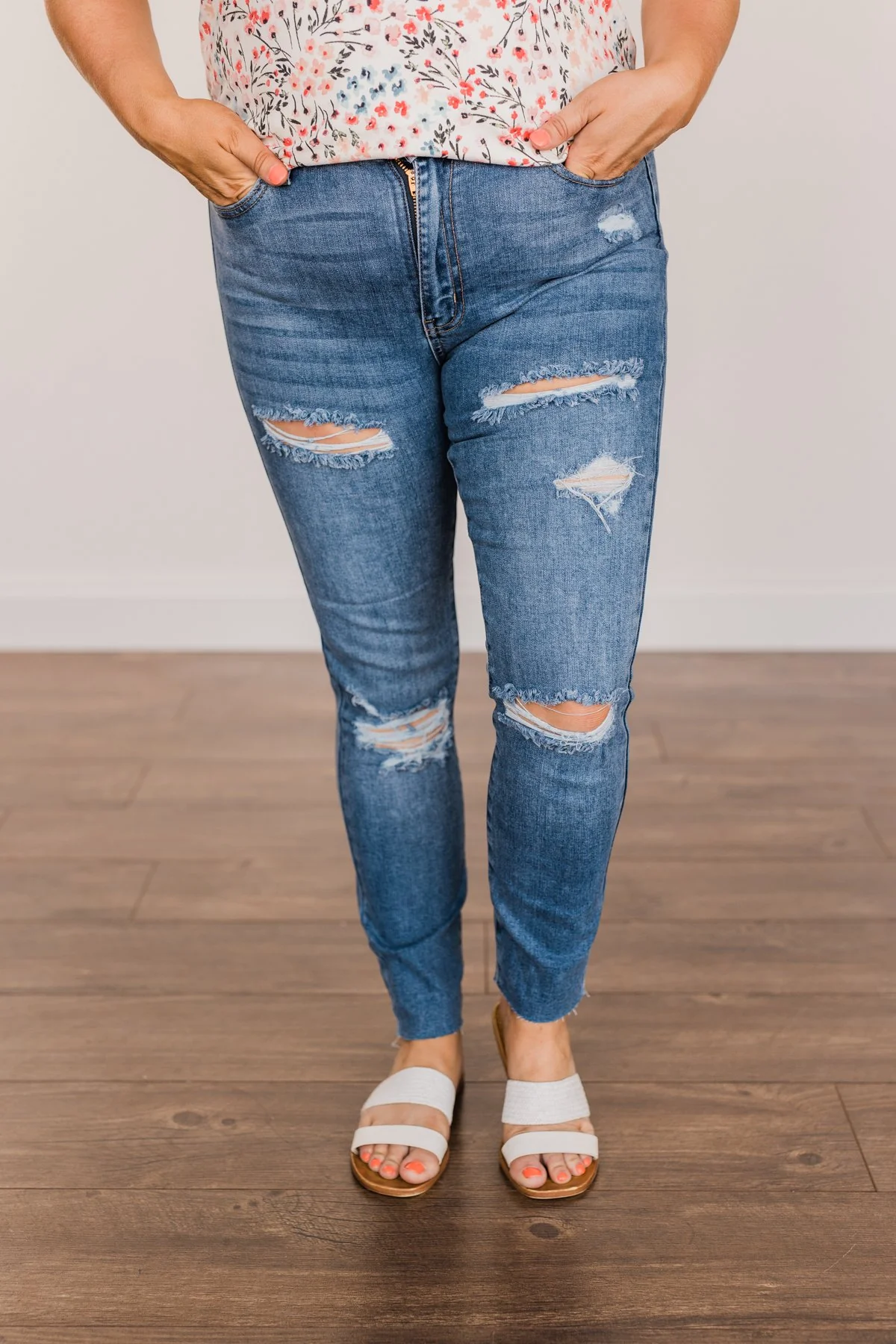 Just USA Distressed Skinny Jeans- Sienna Wash - Image 9