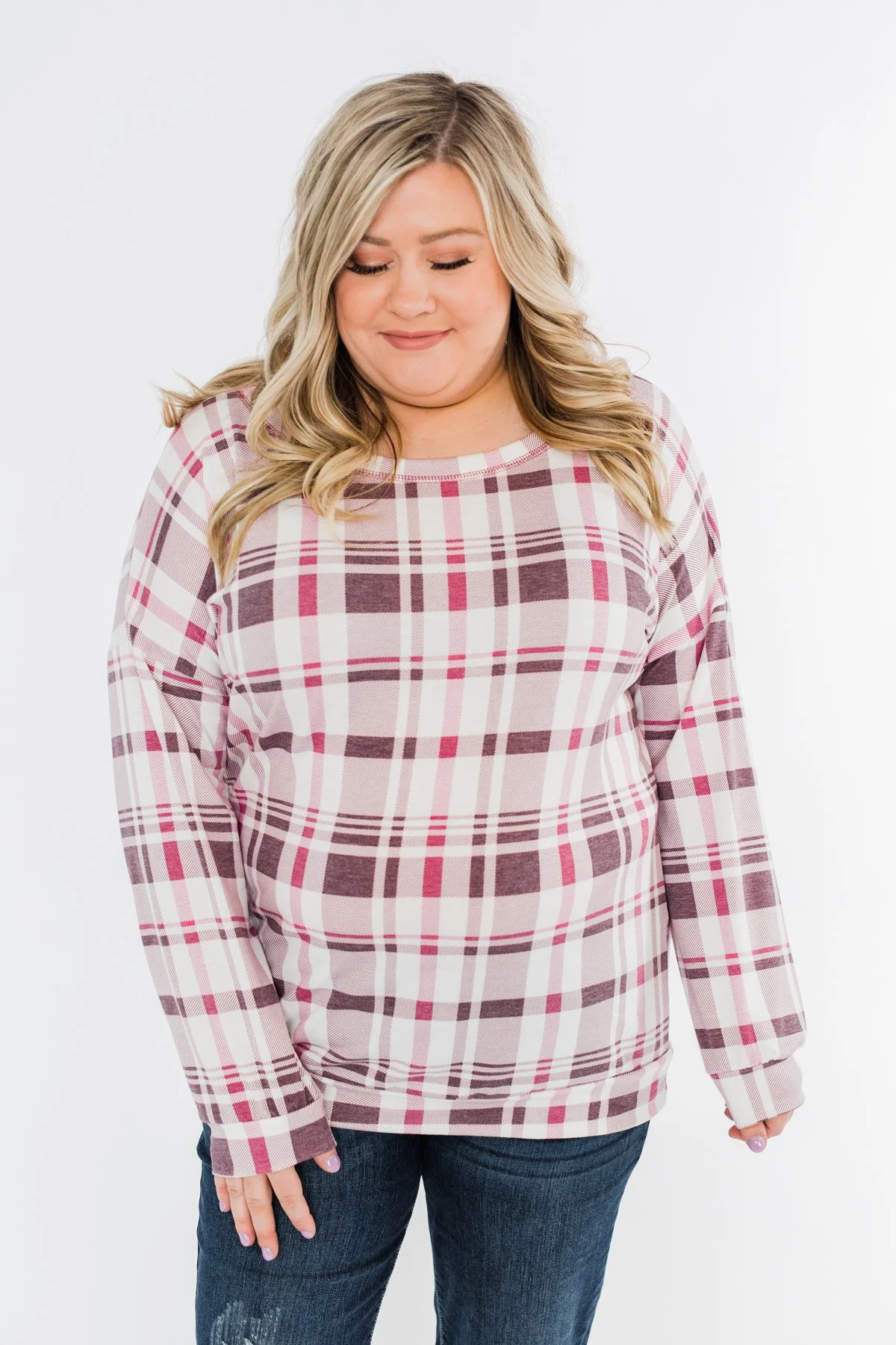 Just Wanna Have Fun Plaid Pullover Top- Purple Tones - Image 4