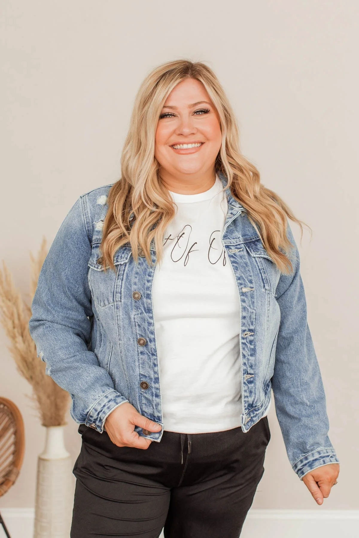 KanCan- Medium Denim Distressed Jean Jacket - Image 5