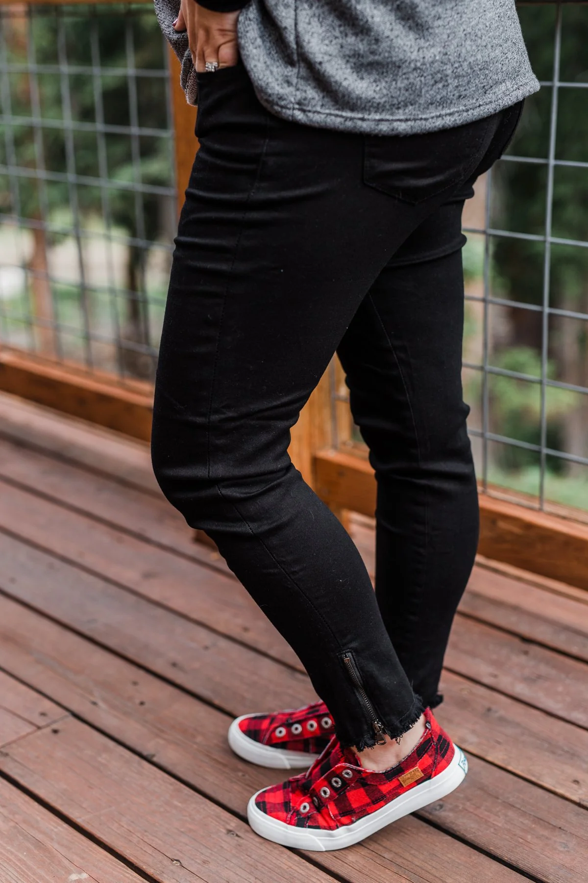 Kan Can Skinny Jeans- Black Side Ankle Zipper - Image 4