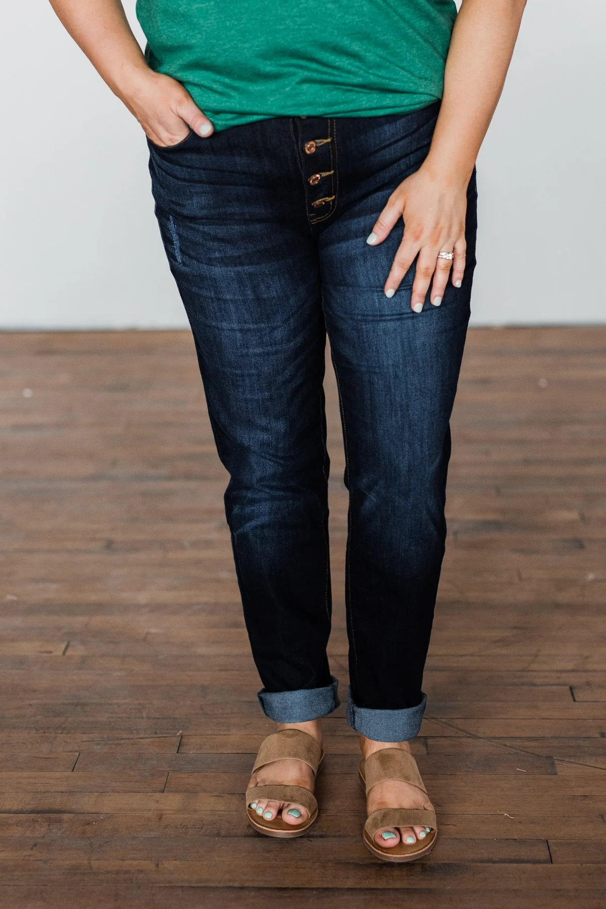 KanCan Button Fly Jeans- Dark Hope Wash - Image 11