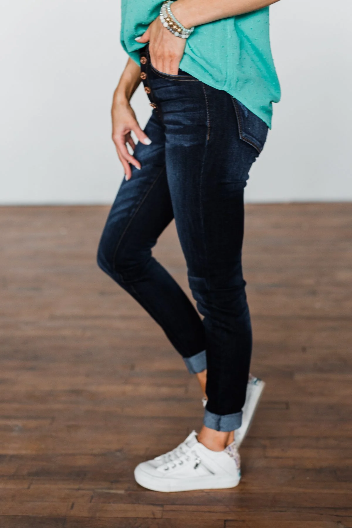 KanCan Button Fly Jeans- Dark Hope Wash - Image 15