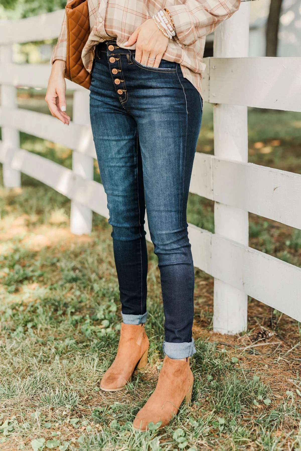 KanCan Button Fly Jeans- Dark Hope Wash - Image 2