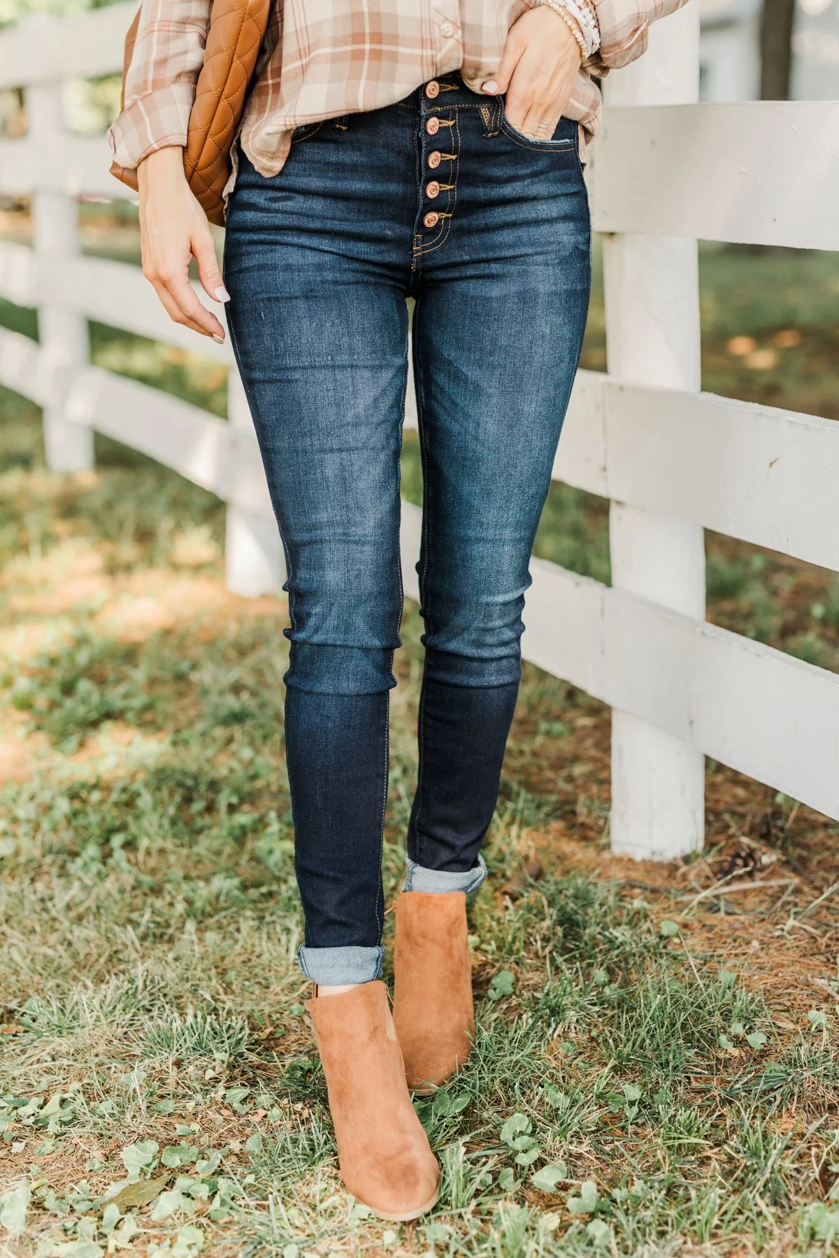 KanCan Button Fly Jeans- Dark Hope Wash - Image 3