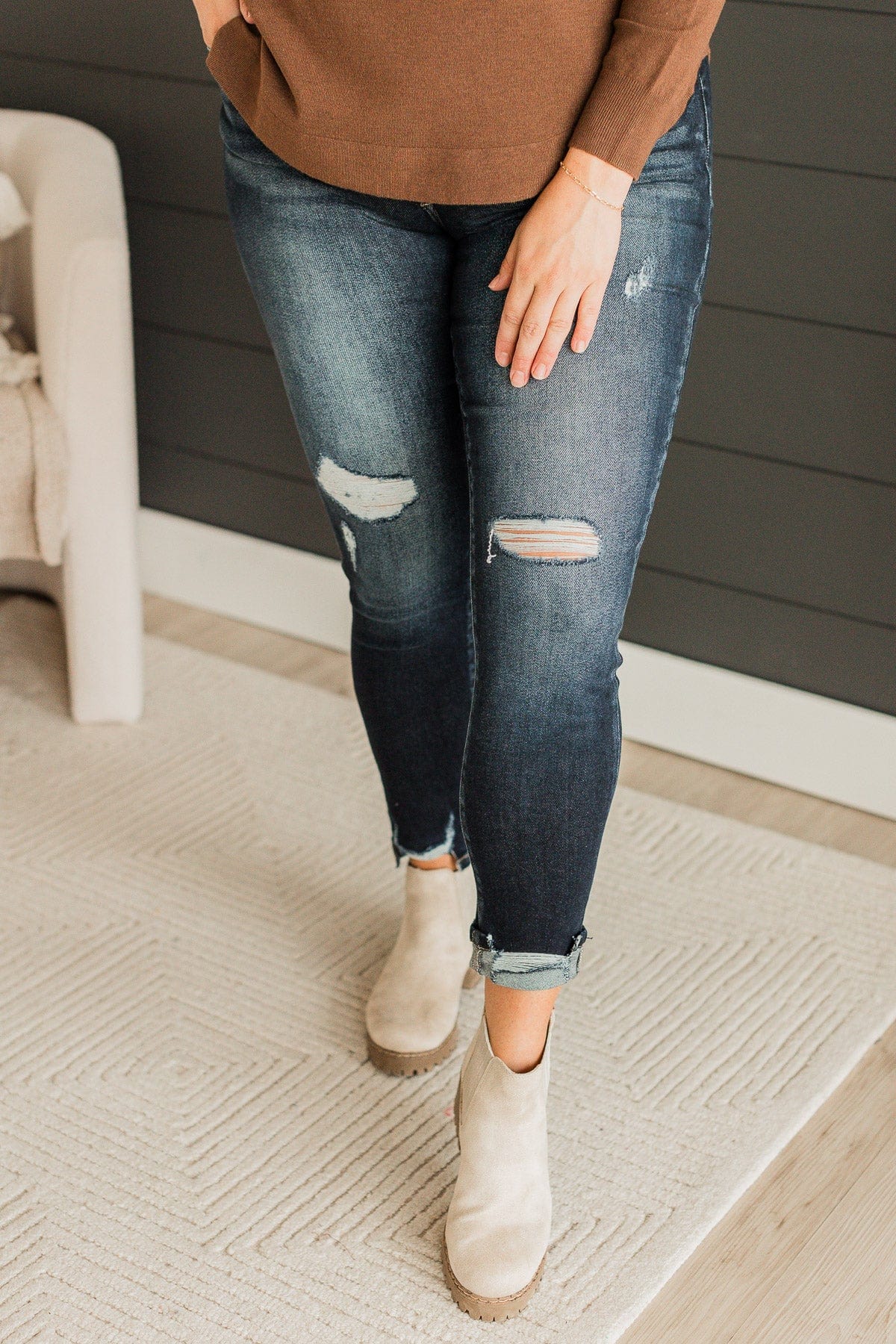 KanCan Button Fly Jeans- Dark Melanie Wash - Image 3