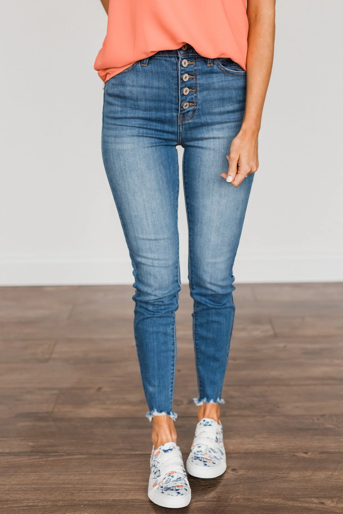 KanCan Button Fly Jeans- Medium Reagan Wash - Image 3