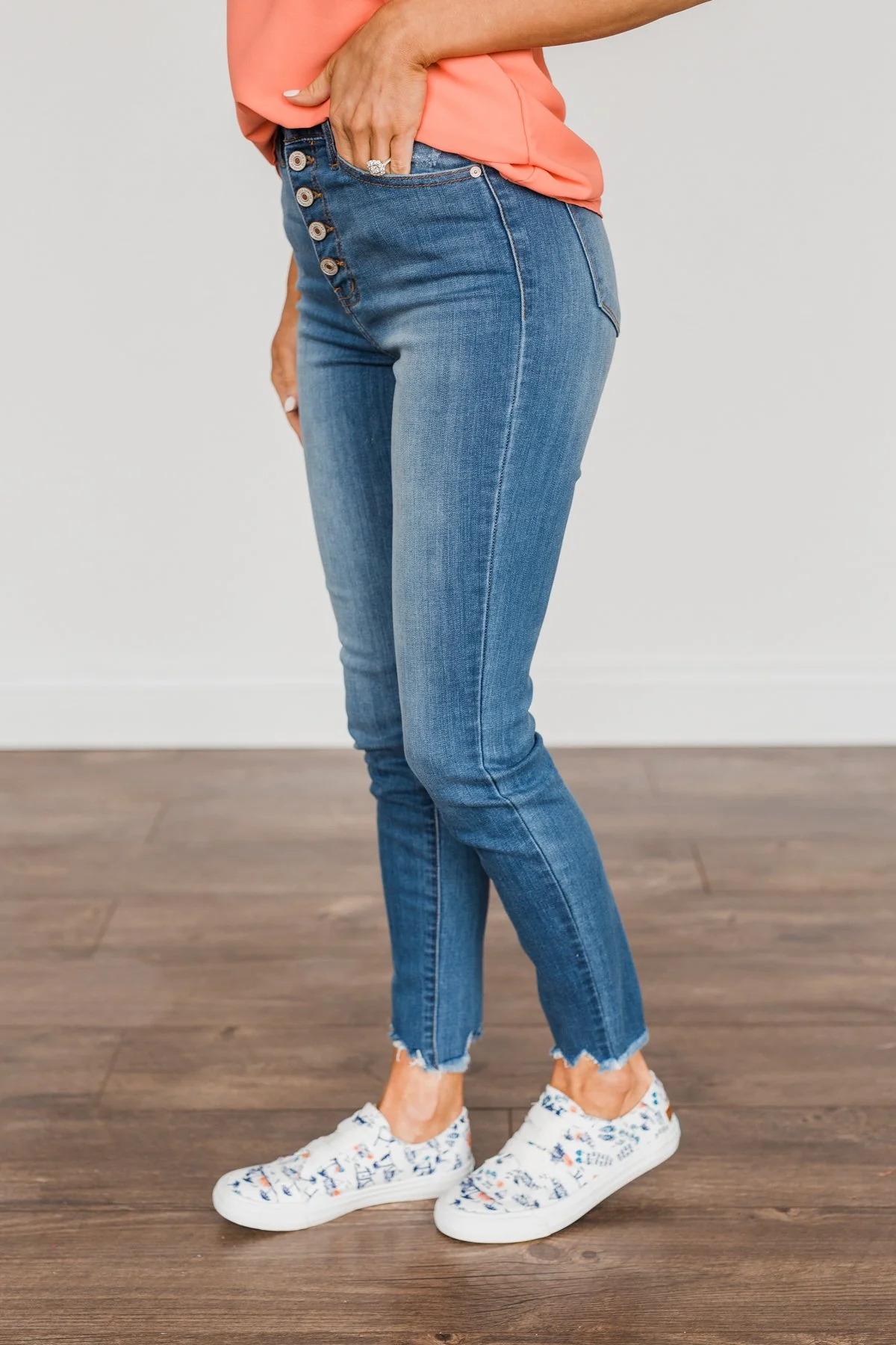 KanCan Button Fly Jeans- Medium Reagan Wash - Image 6