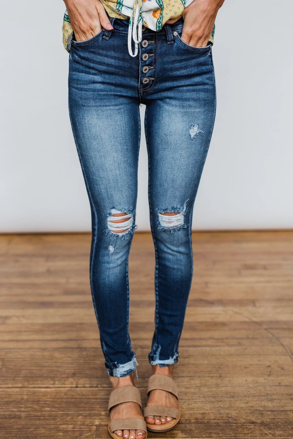 KanCan Button Fly Jeans- Melanie Wash - Image 3