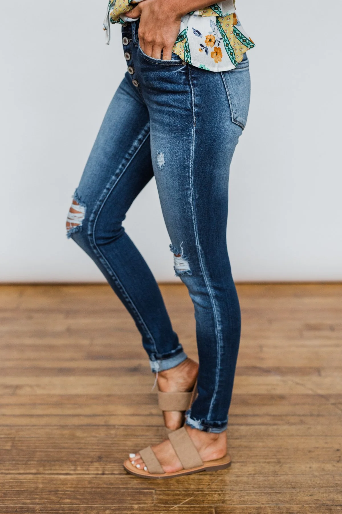 KanCan Button Fly Jeans- Melanie Wash - Image 8