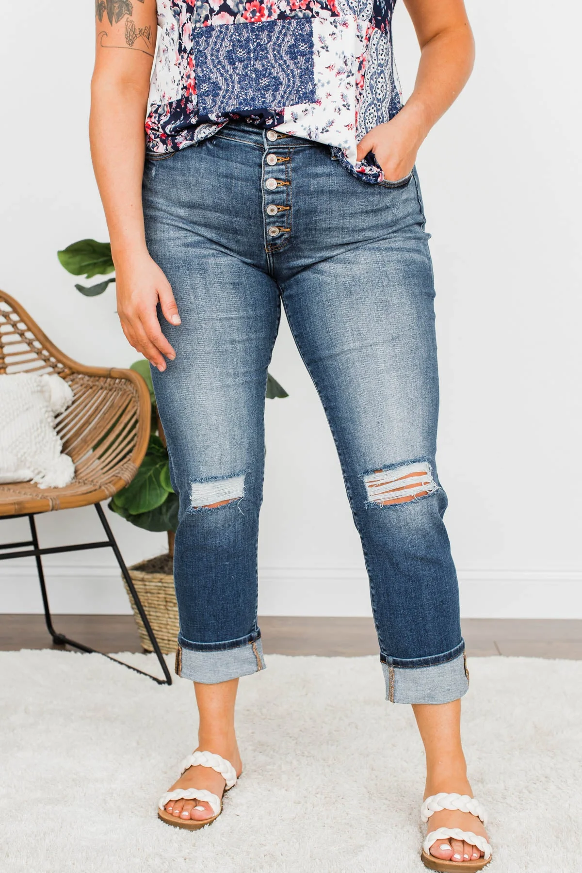 KanCan Button Fly Jeans- Rowan Wash - Image 2