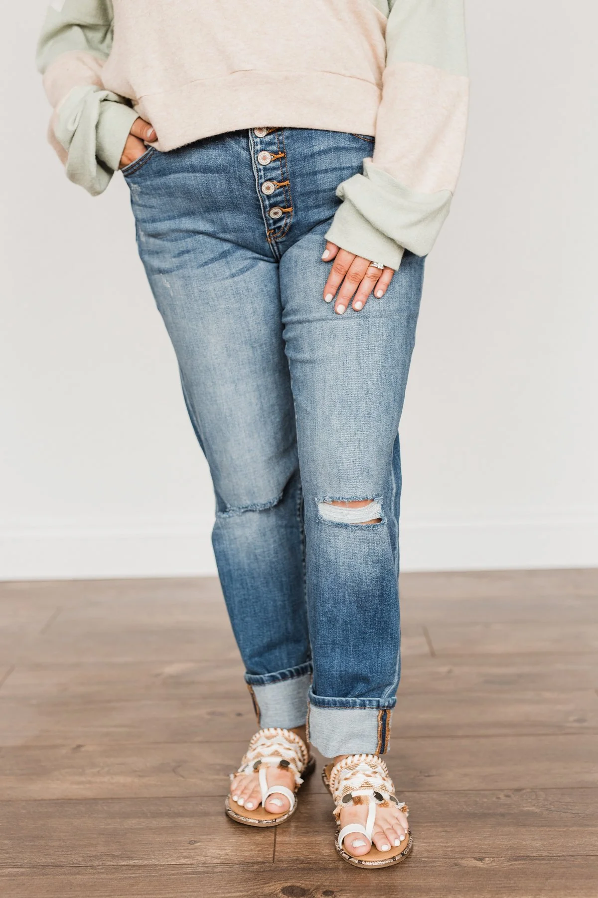 KanCan Button Fly Jeans- Rowan Wash - Image 5