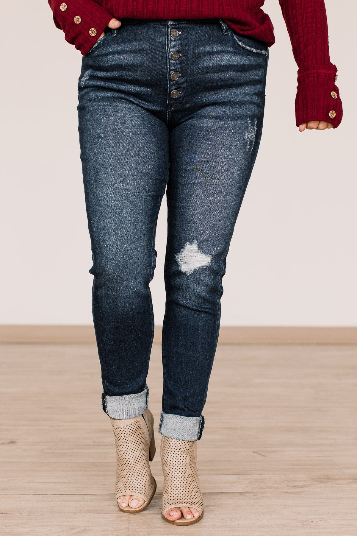 KanCan Button Fly Skinny Jeans- Julia Wash - Image 4